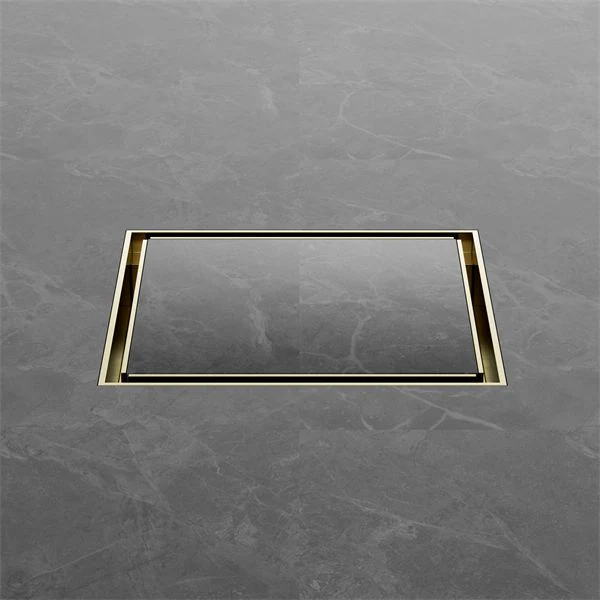 Nero 130mm Square Tile Insert Floor Waste 100mm Outlet - Brushed Gold - Image 3