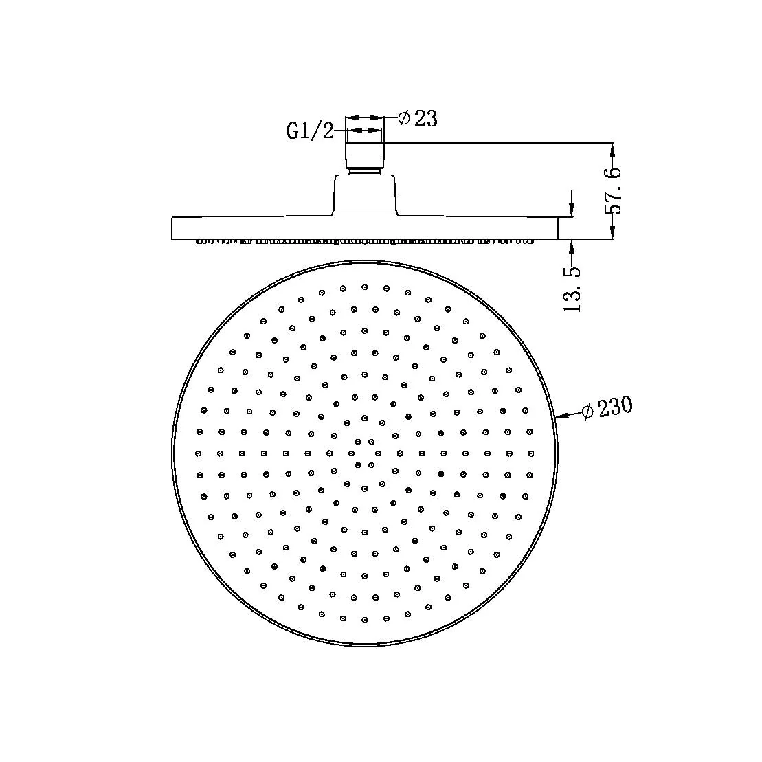 Nero 230mm Air Shower Head - Brushed Gold - Image 2
