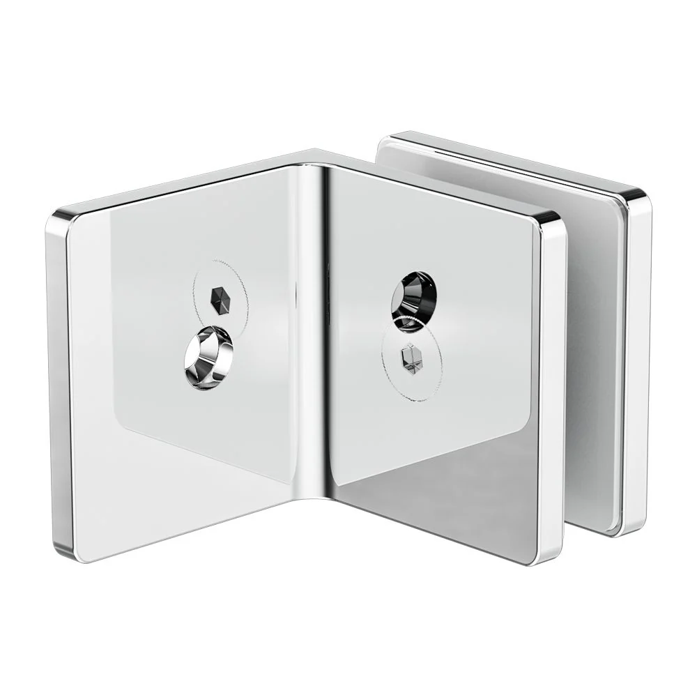 Nero 90 Degree Glass To Wall Bracket 10mm Glass - Chrome