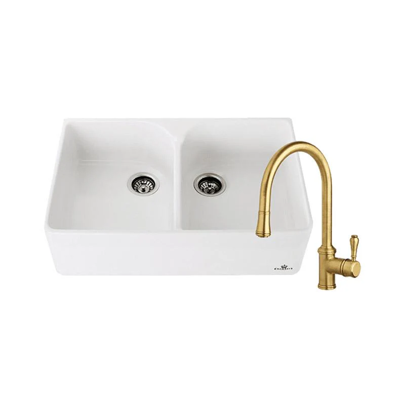 Abey Chambord Clotaire Double Bowl Sink & Kitchen Mixer - Bronze