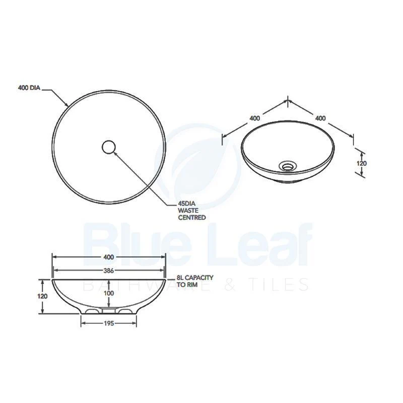 ADP Circuit Ceramic Above Counter Bathroom Basin - White Gloss - Image 2