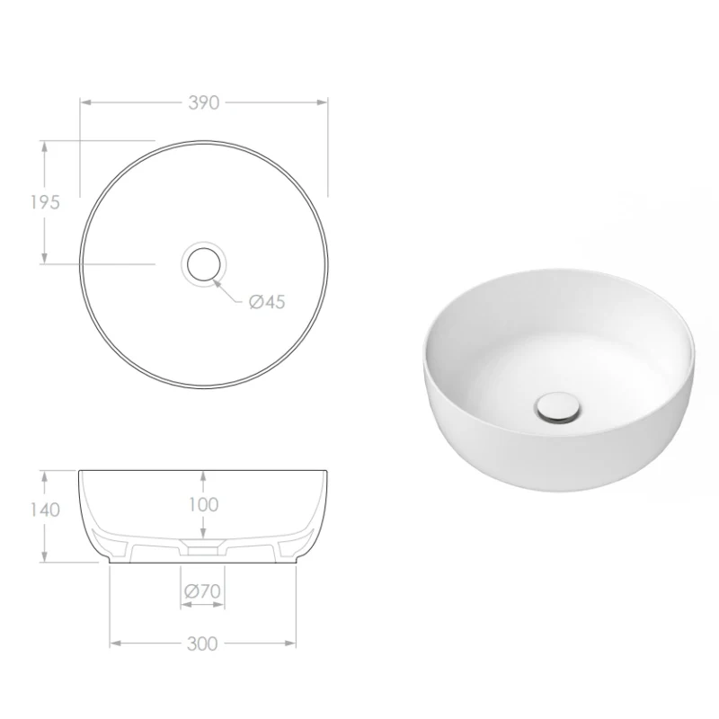 ADP Glam 390mm Round Above Counter Basin - Matte Pearl - Image 5