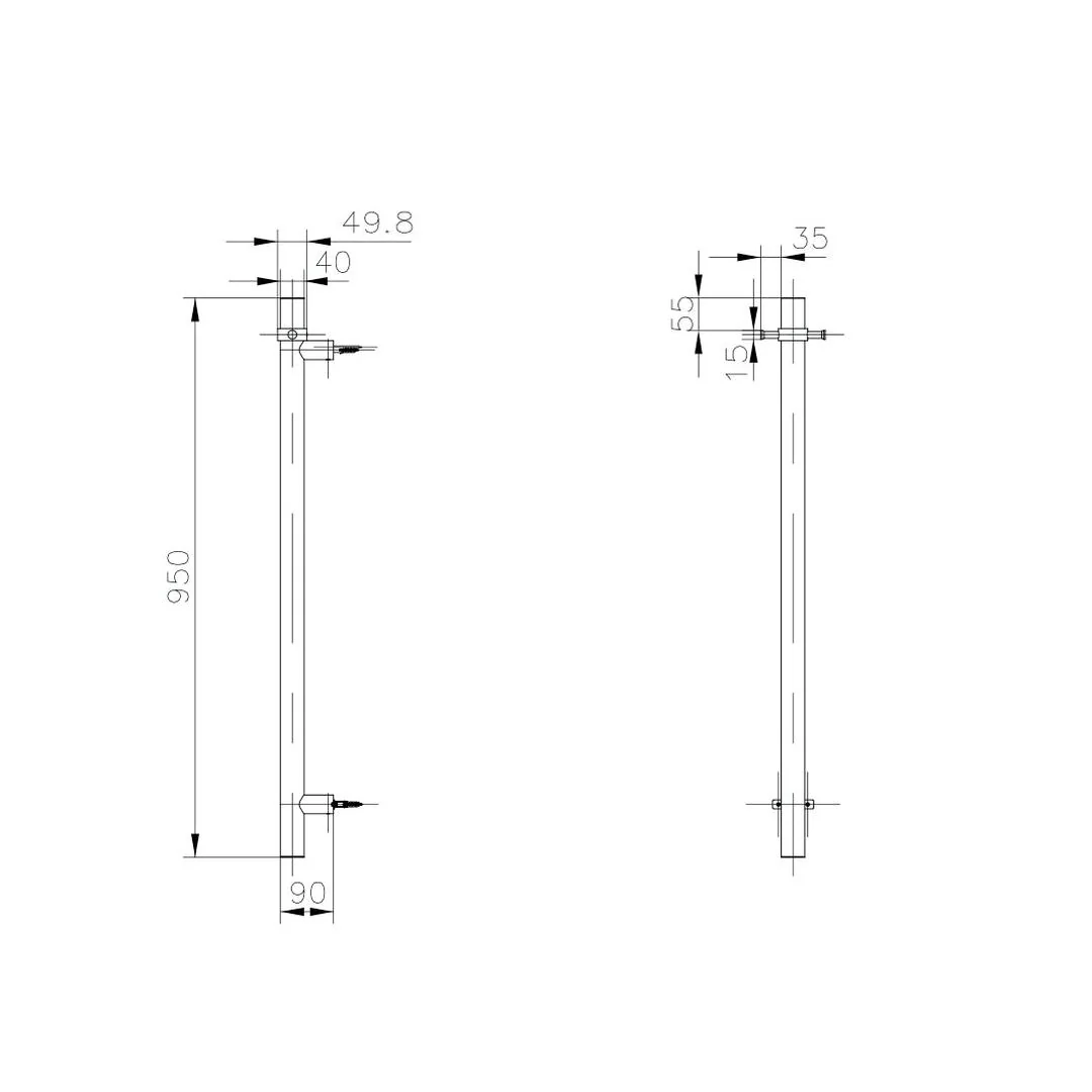 Linsol Allegra 12V Round Bar Vertical Heated Towel Rail with T-Bar - Brushed Nickel - Image 2