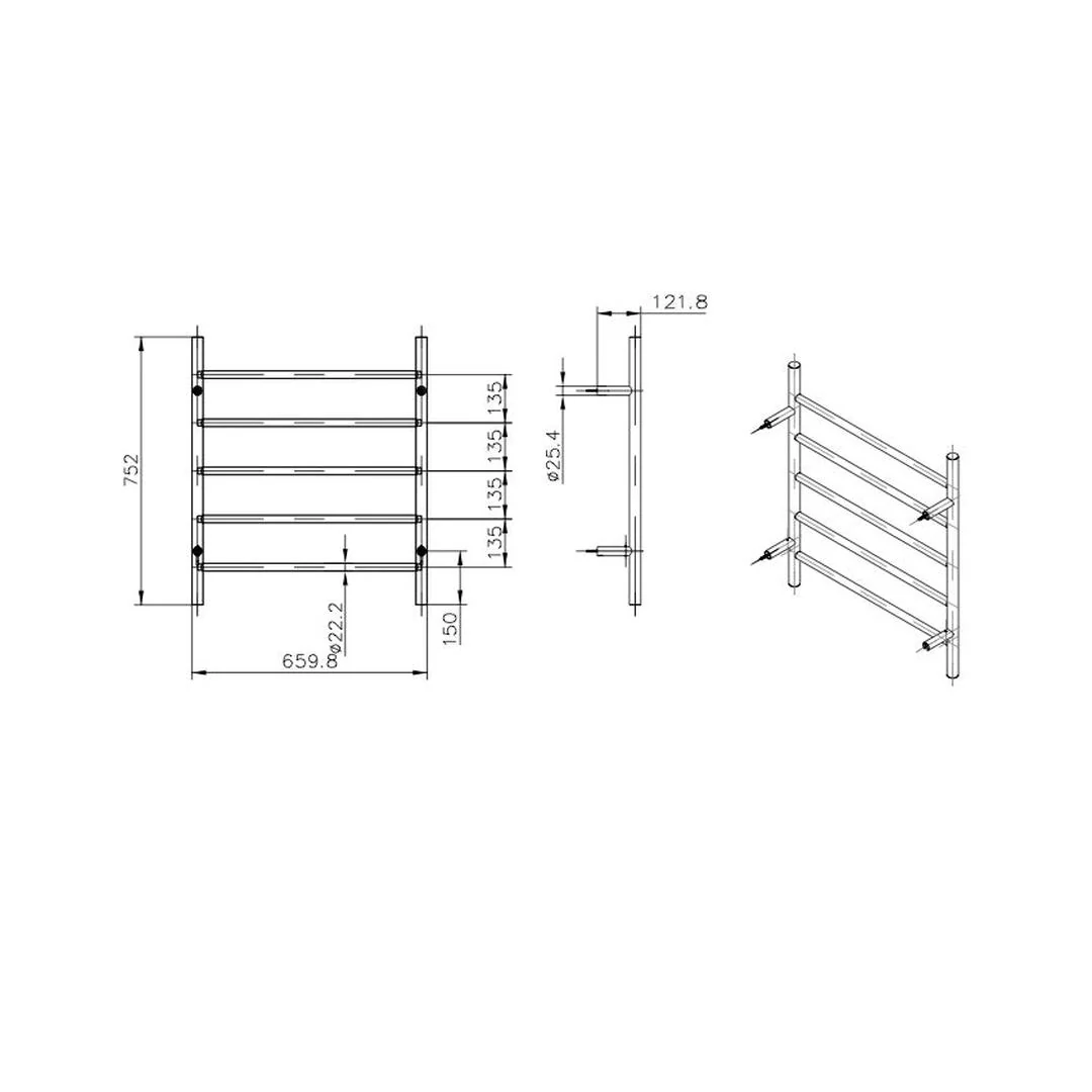 Linsol Avid 5 Bar Heated Towel Rail - Gunmetal - Image 3