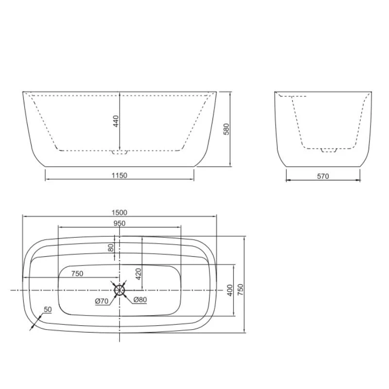Belbagno Terriccio Freestanding Bath Tub - Matte White - Image 5