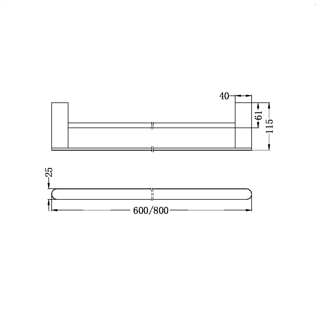 Nero Bianca Double Towel Rail - Brushed Gold - Image 2