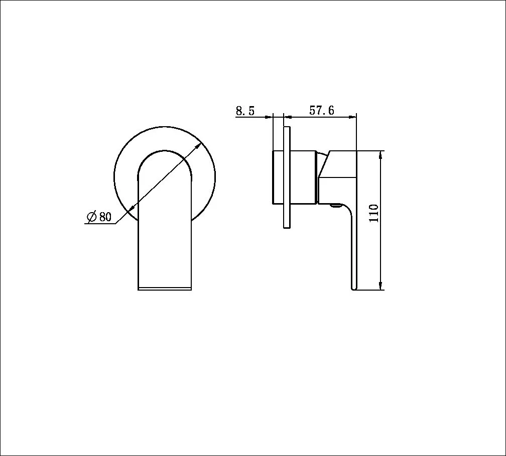 Nero Bianca Shower Mixer 80mm Plate (Trim Kit Only) - Gun Metal - Image 2