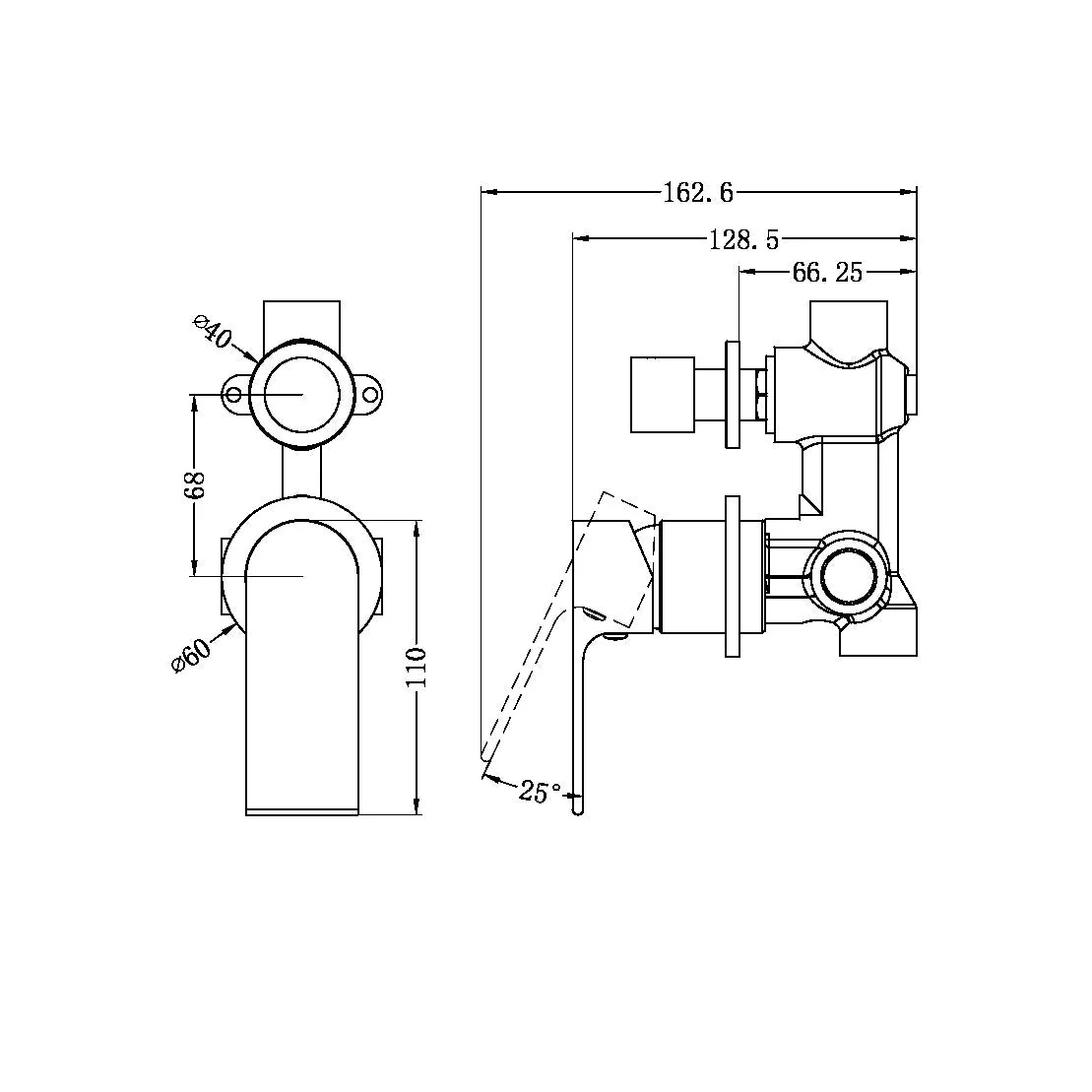 Nero Bianca Shower Mixer With Diverter Separate Back Plate - Chrome - Image 4