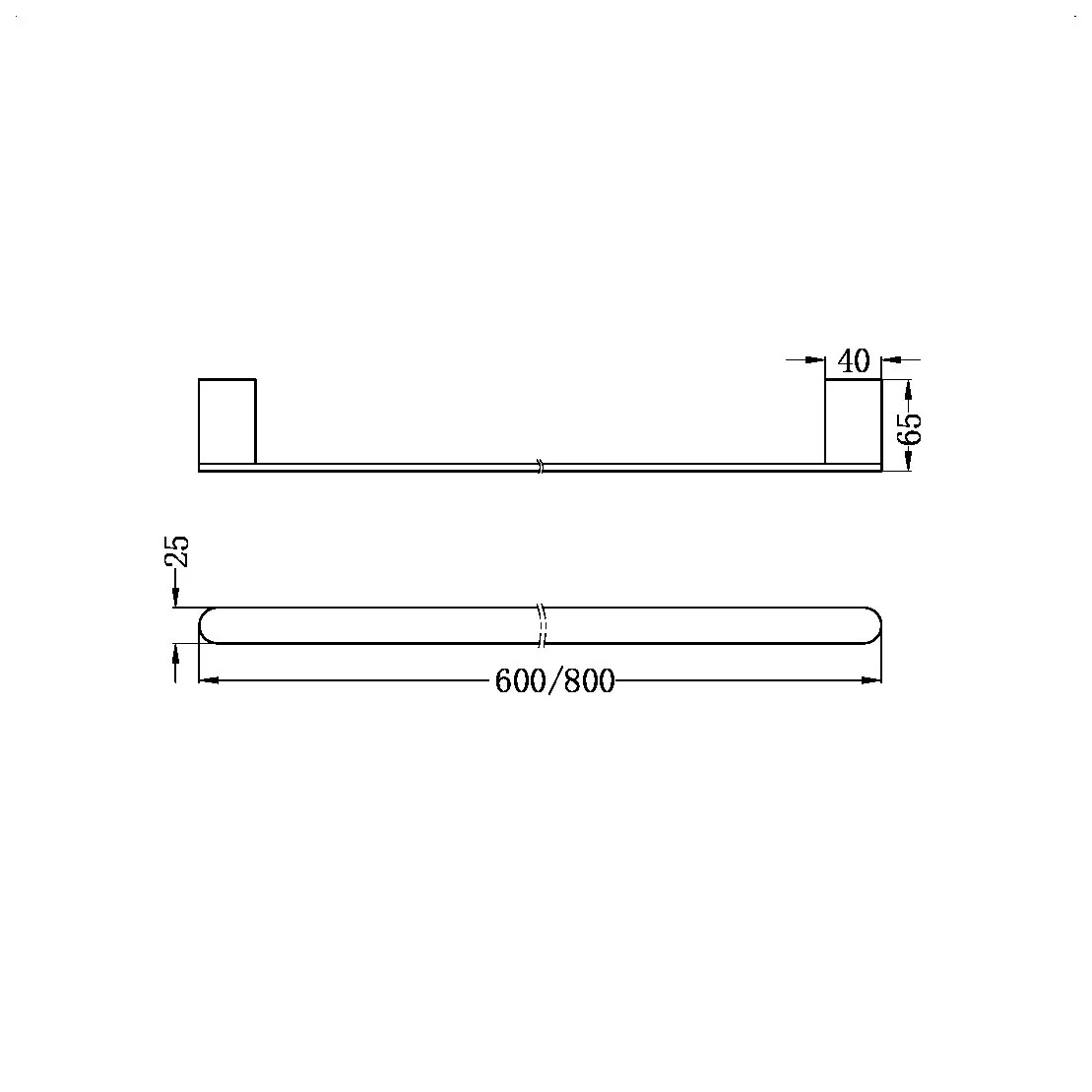 Nero Bianca Single Towel Rail - Chrome - Image 2