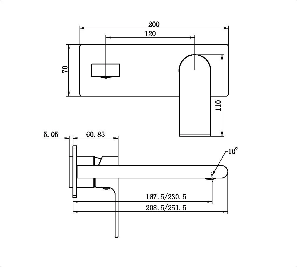 Nero Bianca Wall Basin/Bath Mixer (Trim Kit Only) - Gun Metal - Image 2