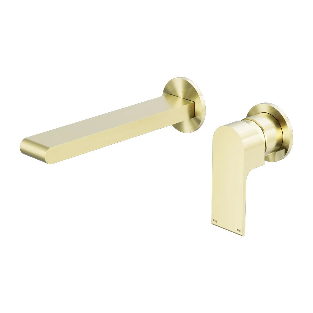 Nero Bianca Wall Basin/Bath Mixer Separate Back Plate - Brushed Gold