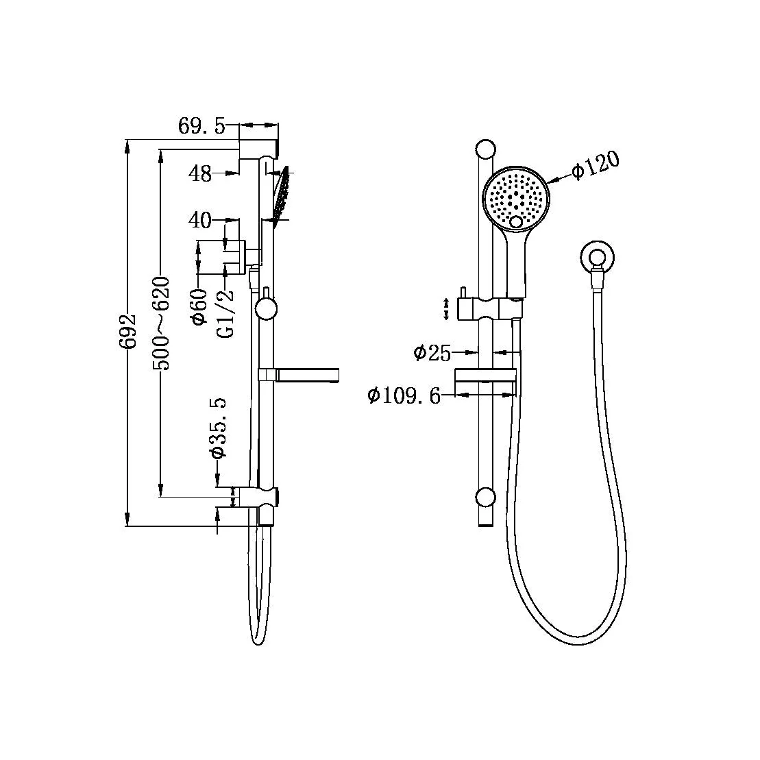 Nero Builder Project Rail Shower - Brushed Nickel - Image 2