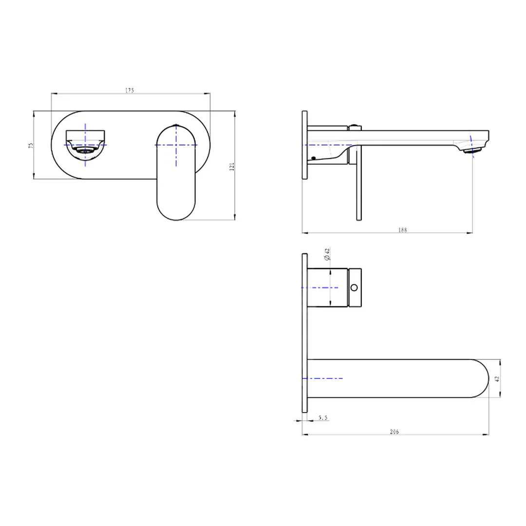 Linsol Capo 1-Plate Wall Basin or Bath Mixer Trim Kit - Brushed Brass - Image 2