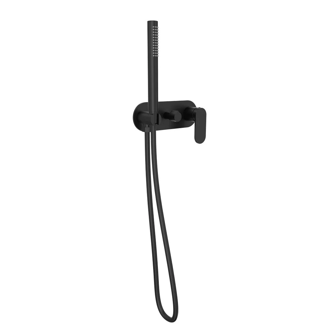 Linsol Capo 1-Plate Wall Mixer with Hand Shower Trim Kit - Matte Black - Image 2
