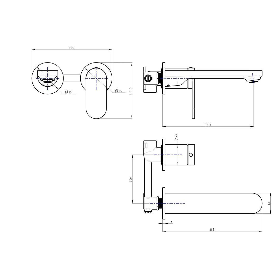Linsol Capo 2-Plate Wall Basin or Bath Mixer - Chrome - Image 3