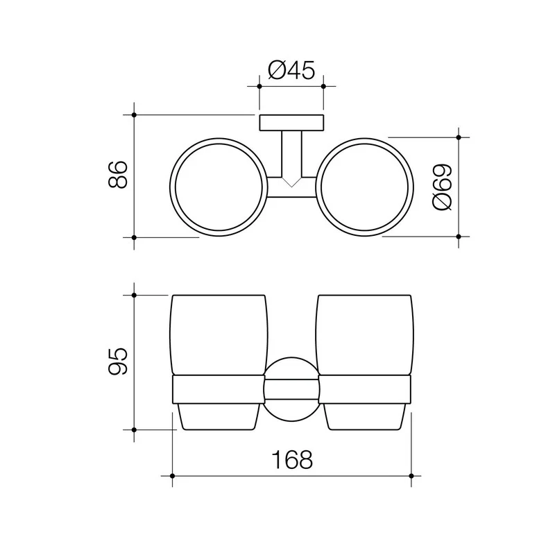 Caroma Cosmo Metal Tumbler Holder Double - Image 2