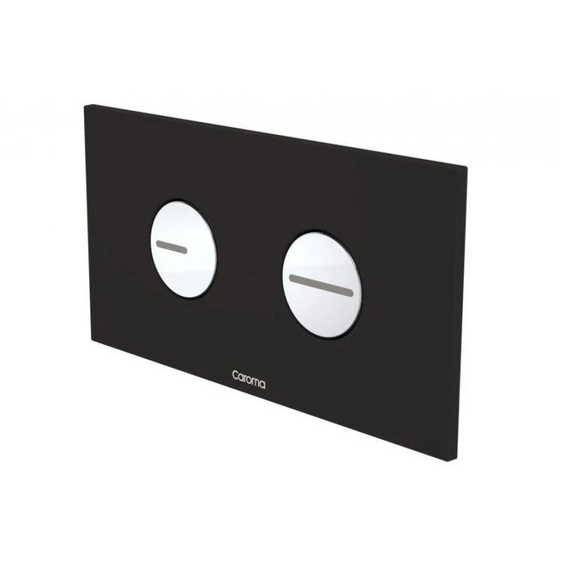 Caroma Invisi Series II Round Dual Flush Plate & Buttons (Metal) - Black & Chrome