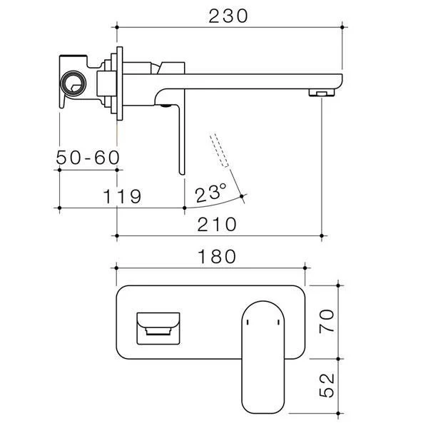 Caroma Luna Wall Basin/Bath Mixer Lead Free - Chrome - Image 3