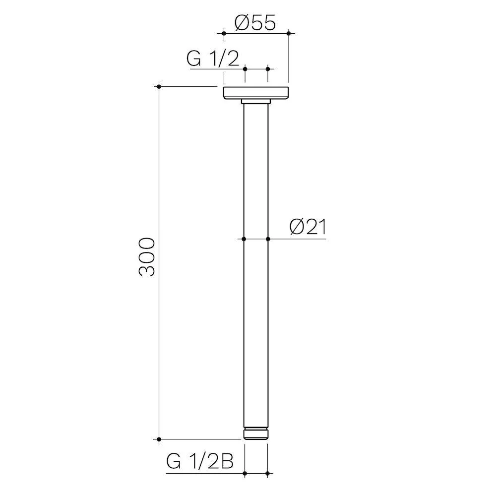 Caroma Urbane II 300mm Ceiling Shower Arm - Gun Metal - Image 2