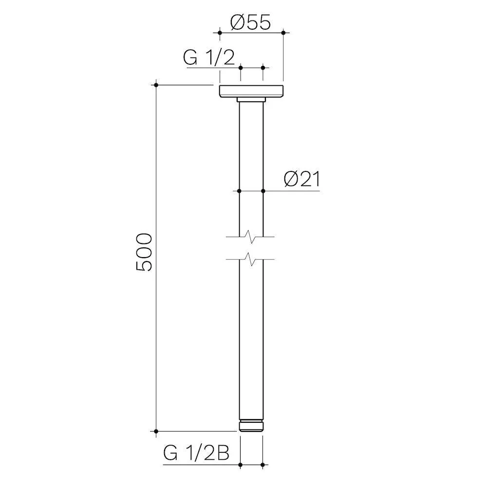 Caroma Urbane II 500mm Ceiling Shower Arm - Black Matte - Image 2