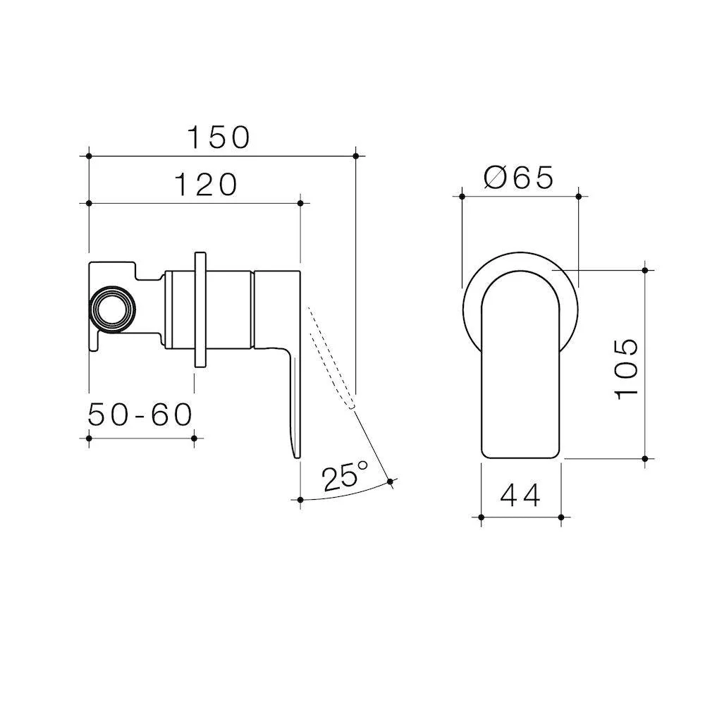 Caroma Urbane II Bath / Shower Mixer Round Plate - Black Matte - Image 2