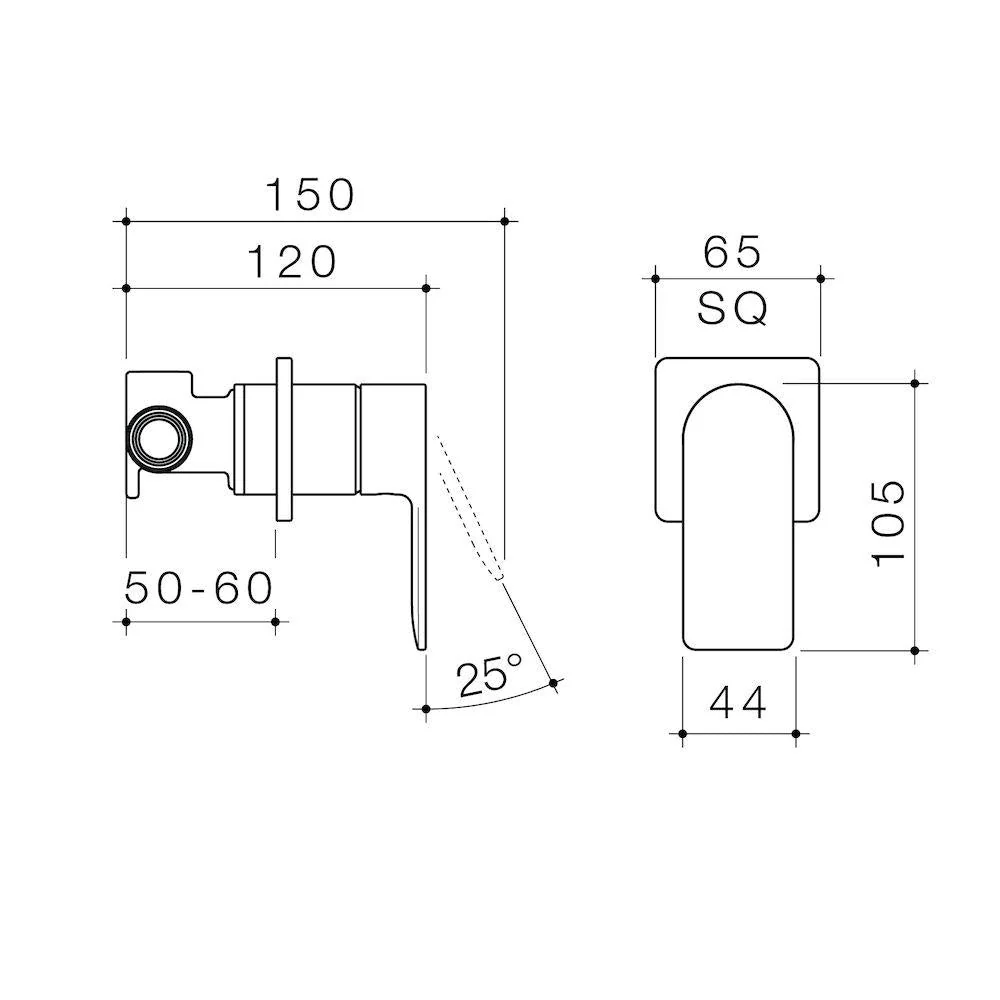 Caroma Urbane II Bath / Shower Mixer Square Plate - Black Matte - Image 2