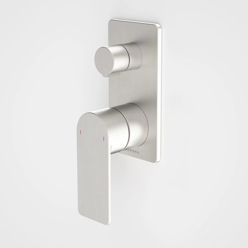 Caroma Urbane II Bath / Shower Mixer With Diverter Square Plate - Brushed Nickel