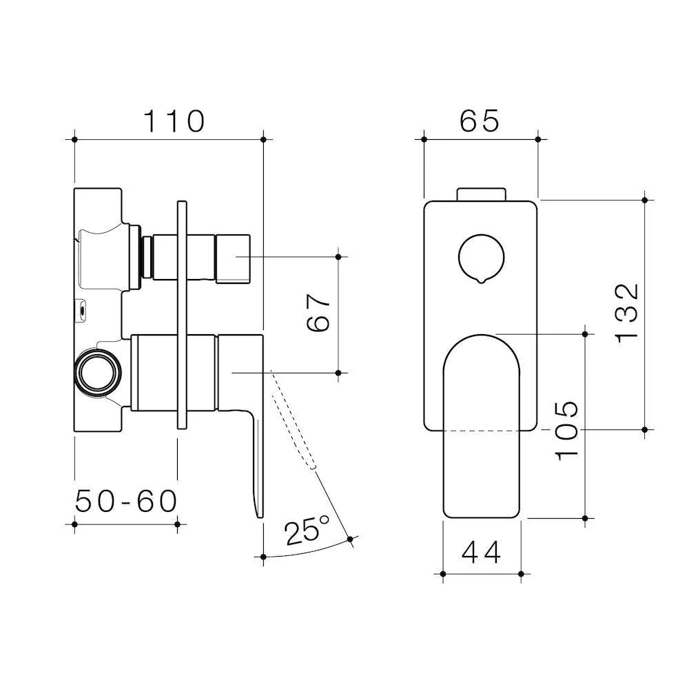 Caroma Urbane II Bath / Shower Mixer With Diverter Square Plate - Gun Metal - Image 2