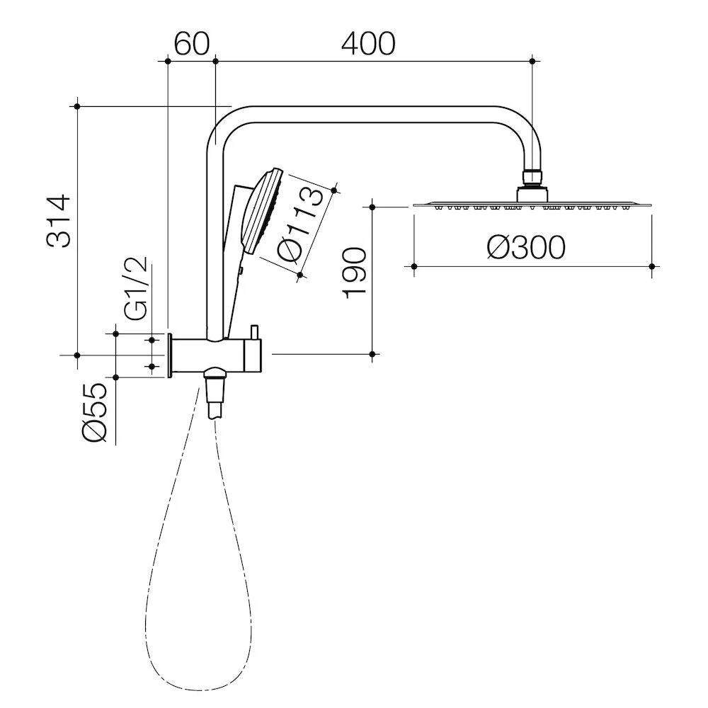 Caroma Urbane II Compact Twin Shower - Brushed Brass - Image 2