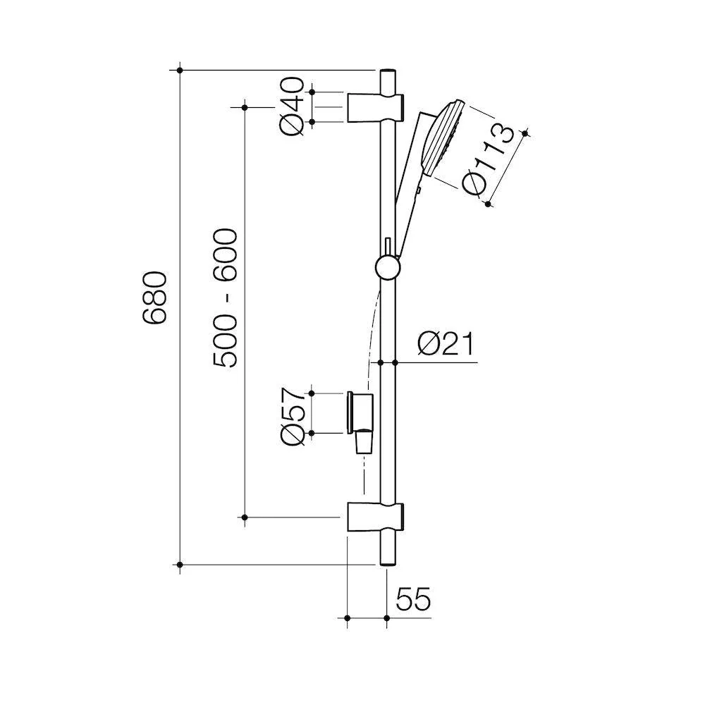 Caroma Urbane II Rail Shower - Gun Metal - Image 2