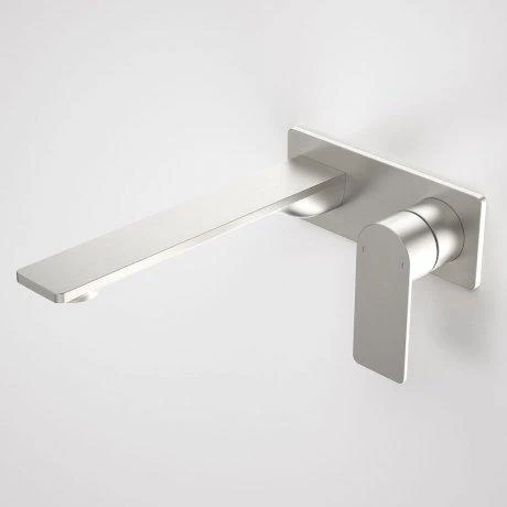 Caroma Urbane II Wall Basin/Bath Mixer Square Plate - Brushed Nickel - Image 2