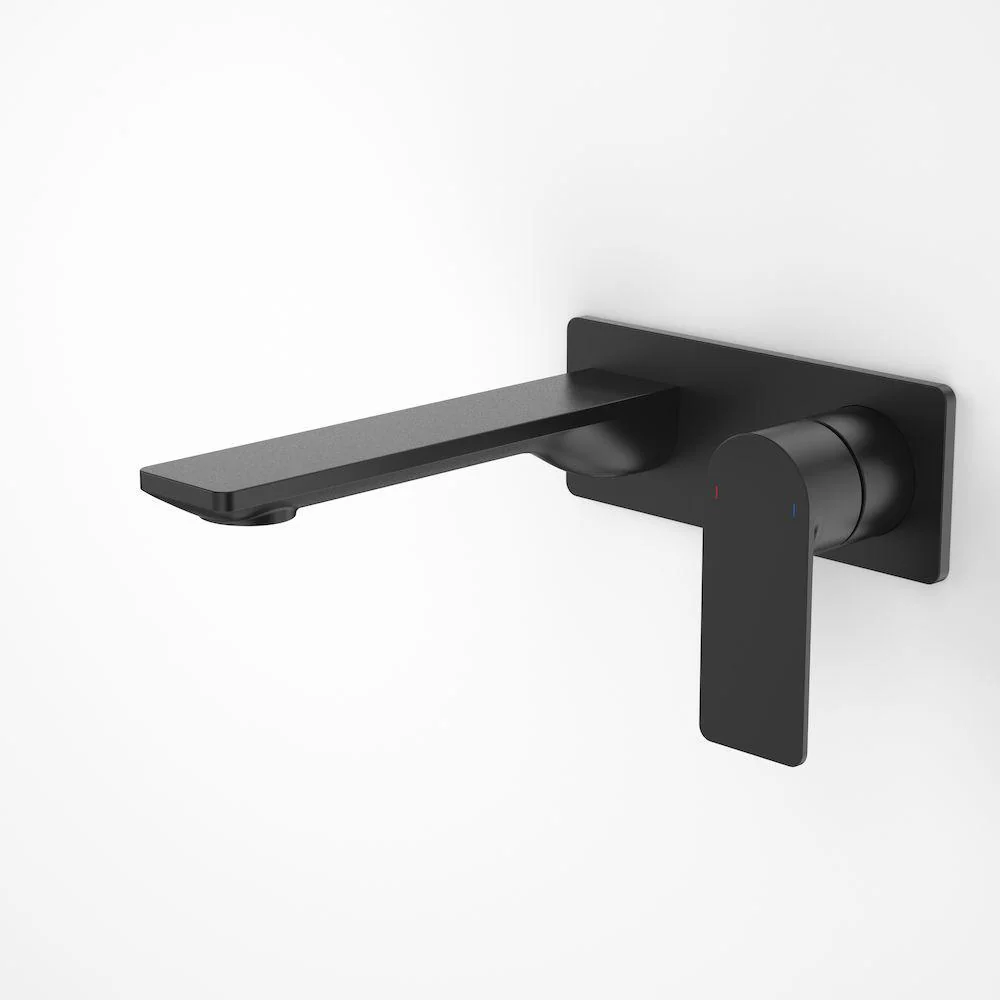 Caroma Urbane II Wall Basin/Bath Mixer Square Plate - Lead Free - Black Matte