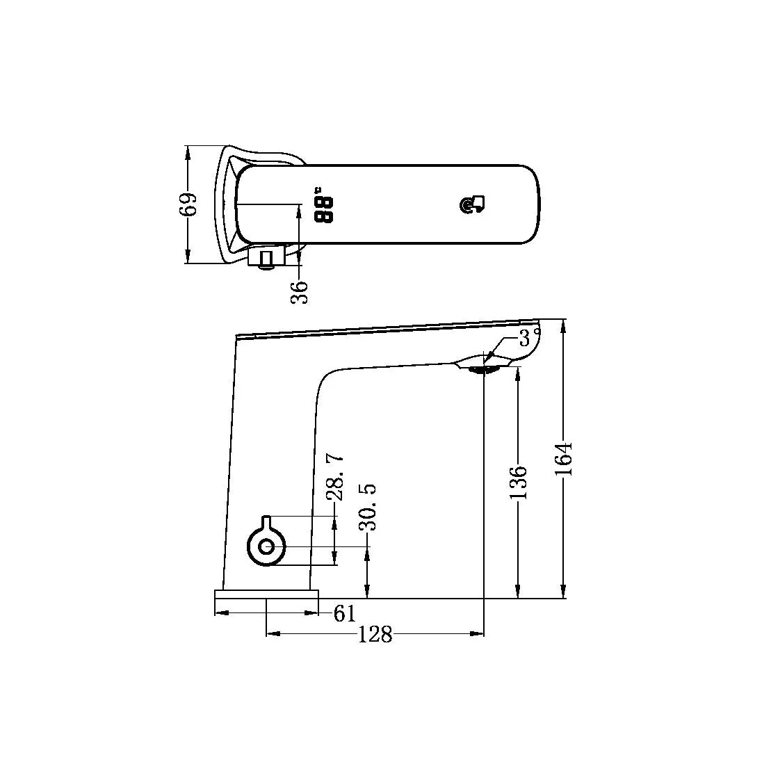 Nero Claudia Sensor Mixer With Black Top Display - Gun Metal - Image 2