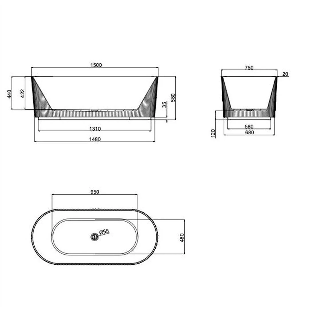 Linsol Cleo 1500mm Freestanding Bath - Outback Orange - Image 2
