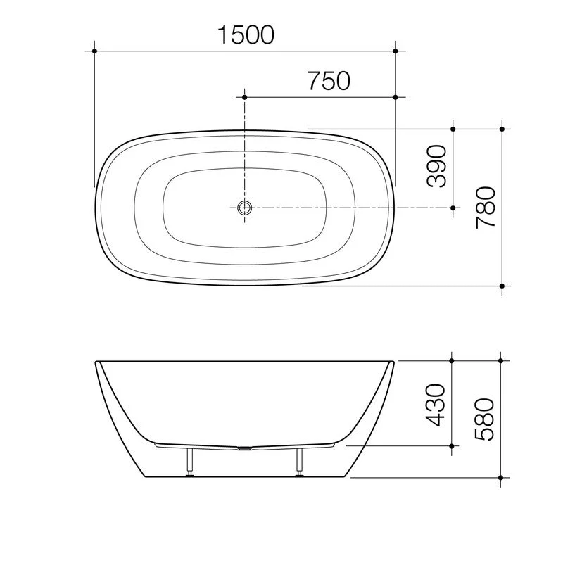 Caroma Contura II 1500mm Freestanding Bath - Matte Clay - Image 3