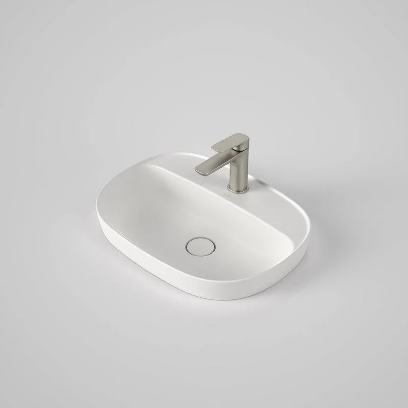 Caroma Contura II 530mm Inset Basin with Tap Landing (1 Tap Hole) - White Matte