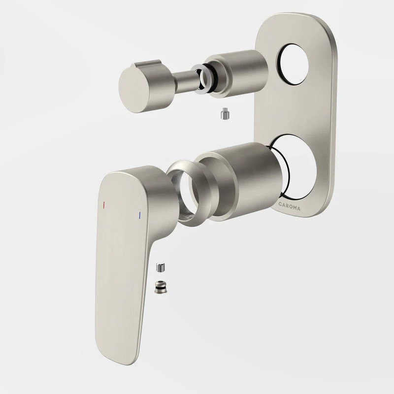 Caroma Contura II Bath/Shower Mixer with Diverter - Trim Kit - Brushed Nickel