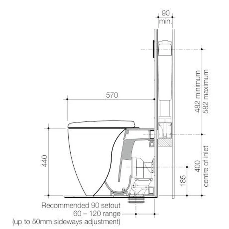 Caroma Contura II Cleanflush Invisi Series II Wall Faced Toilet Suite - Clay - Image 2