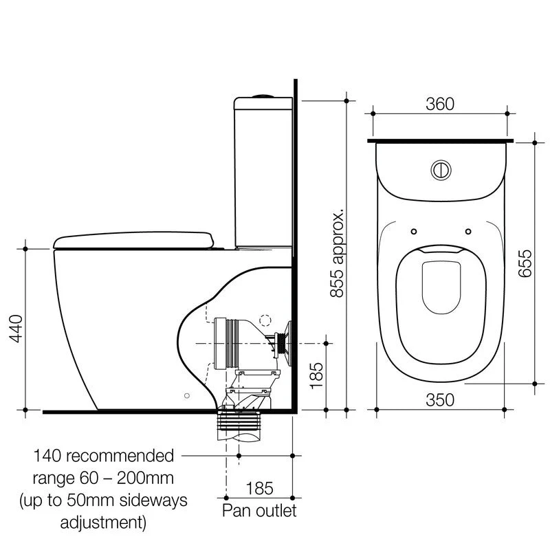 Caroma Contura II Cleanflush Wall Faced Toilet Suite - White Matte (Bottom Inlet) - Image 3