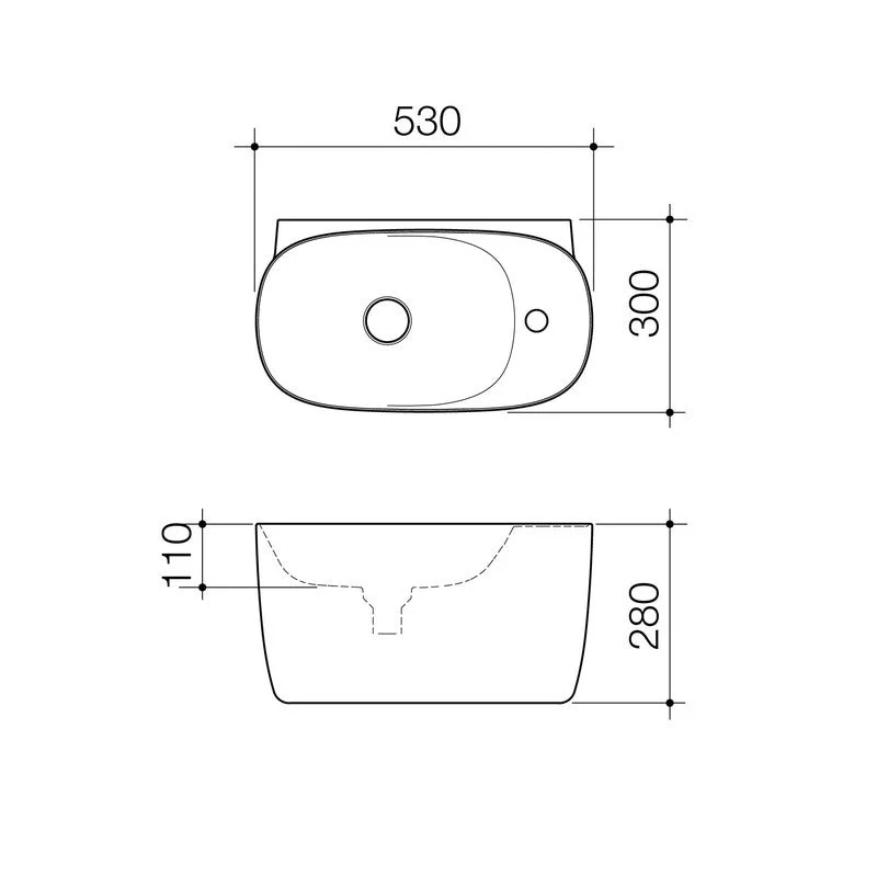 Caroma Contura II Hand Wall Basin (1 Tap Hole) - White Matte - Image 2