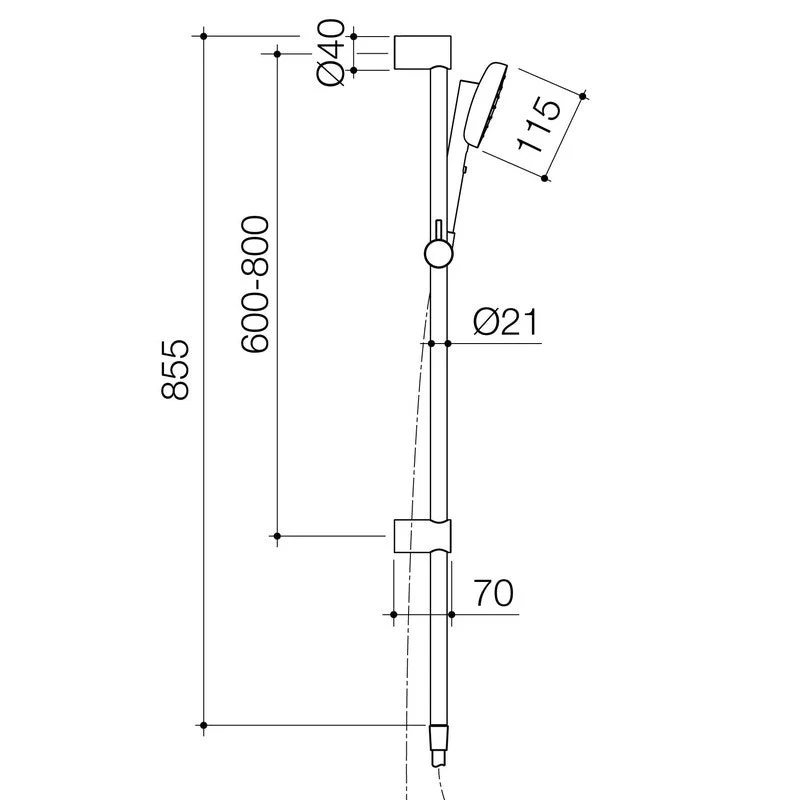 Caroma Contura II Rail Shower - Chrome - Image 2