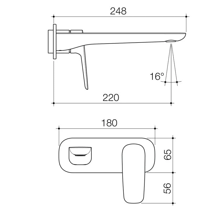 Caroma Contura II Wall Basin/Bath Mixer 220mm - Trim Kit - Brushed Nickel - Image 2
