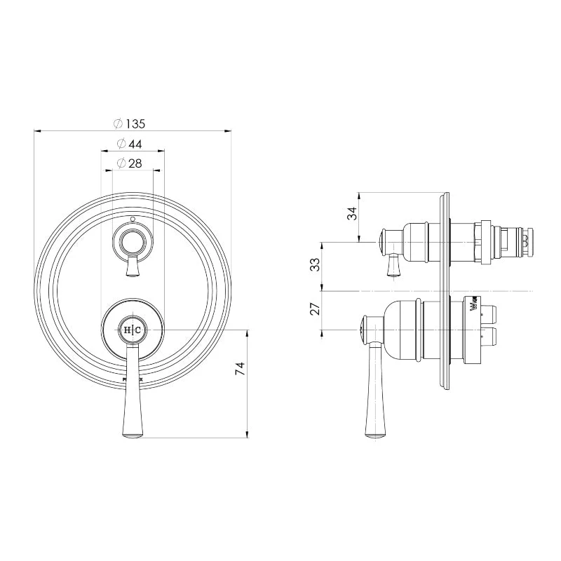 Phoenix Cromford Shower / Wall Diverter Mixer - Brushed Gold - Image 2