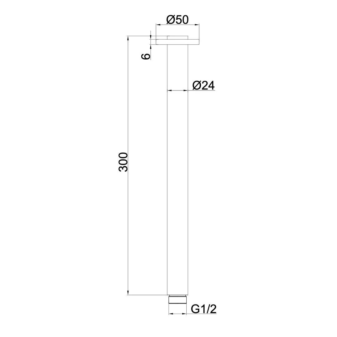 Linsol Corsica 300mm Round Ceiling Arm - Chrome - Image 2