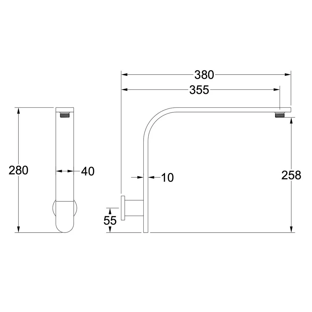 Linsol Corsica Flat Upswept Wall Arm - Chrome - Image 2