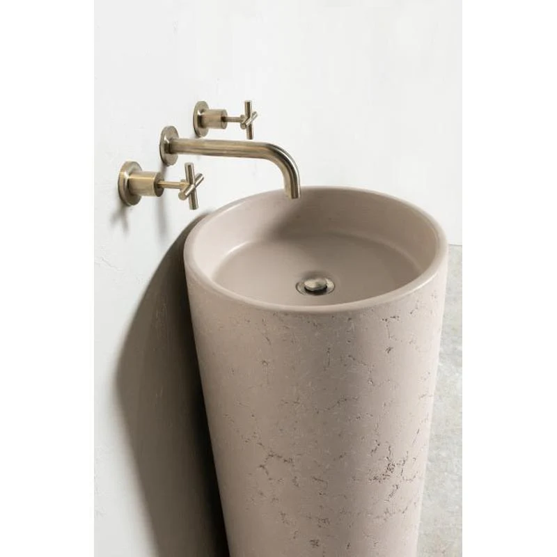 Meir Round Cross Handle Jumper Valve Wall Top Assemblies - PVD Brushed Nickel - Image 6
