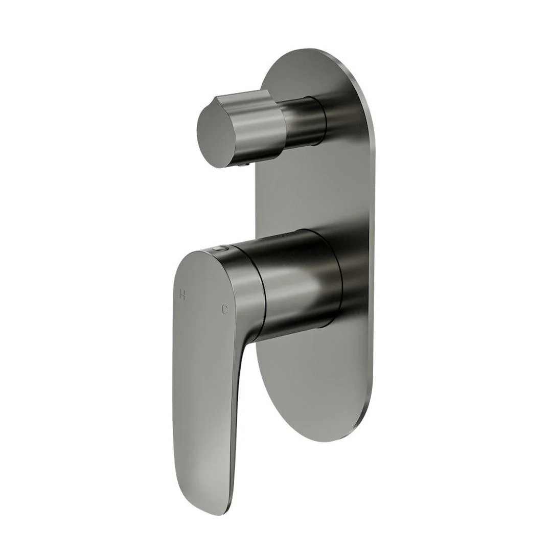 Linsol Curva 1-Plate Wall Mixer with Divertor Trim Kit - Gunmetal