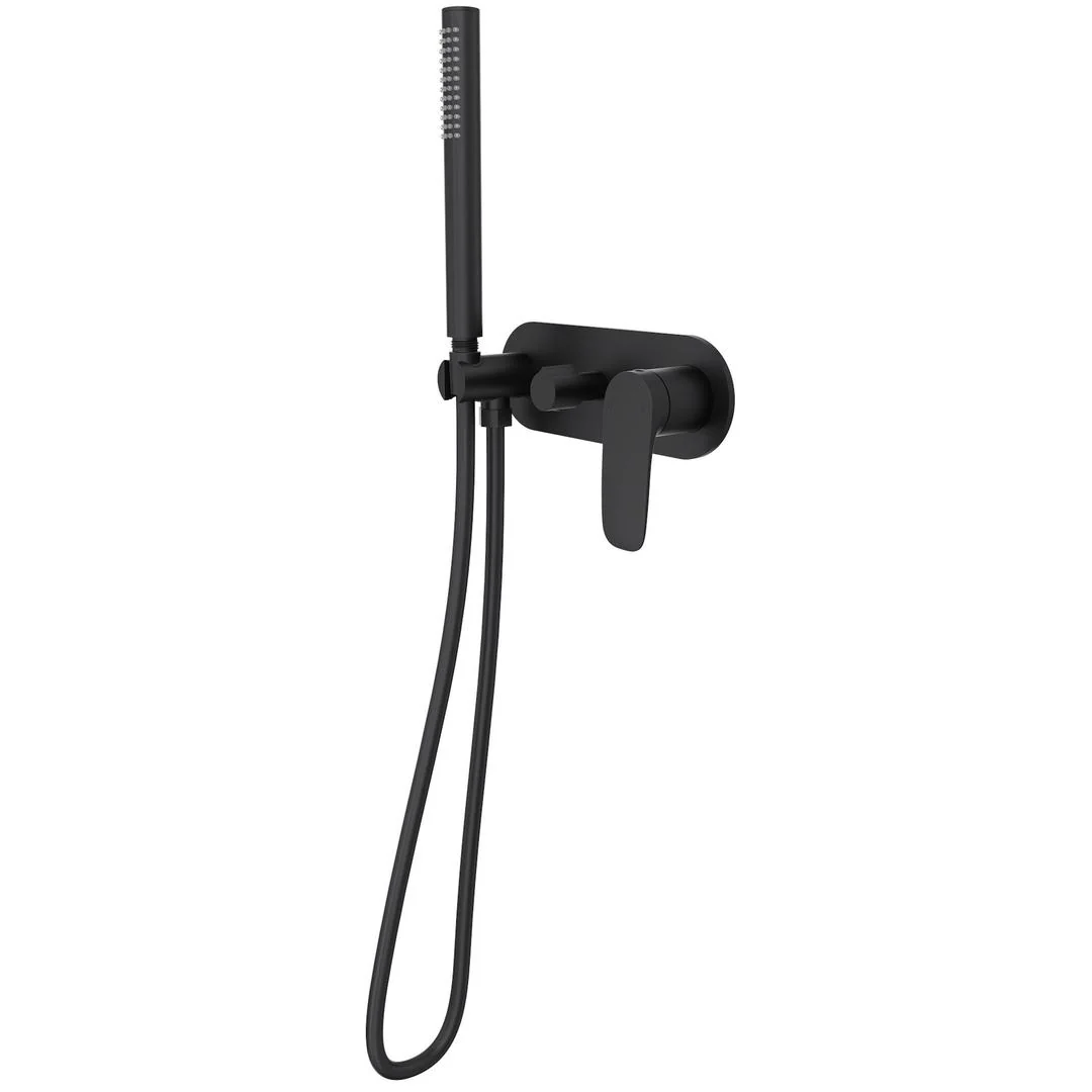 Linsol Curva 1-Plate Wall Mixer with Hand Shower - Matte Black