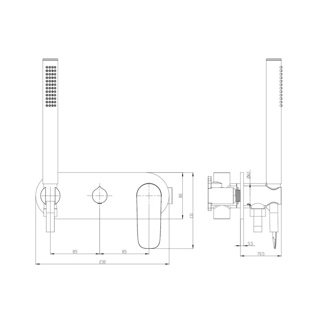 Linsol Curva 1-Plate Wall Mixer with Hand Shower - Matte Black - Image 2