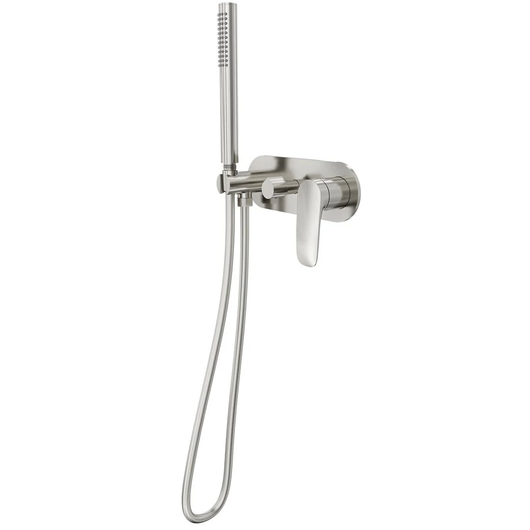 Linsol Curva 1-Plate Wall Mixer with Hand Shower Trim Kit - Brushed Nickel